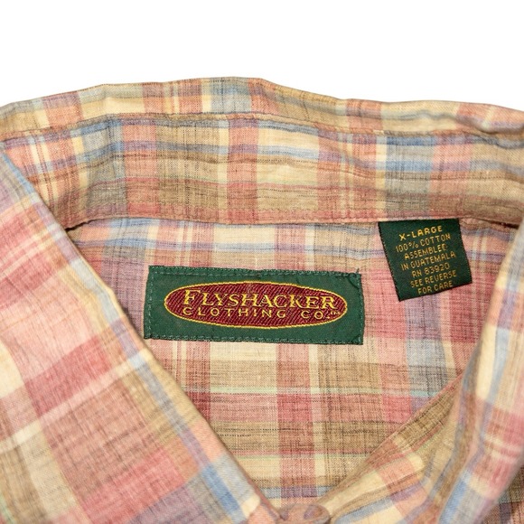 Flyshacker Fishing Gear Plaid Short Sleeve Button Up Shirt Mens XL‎ Outdoors - Picture 1 of 6